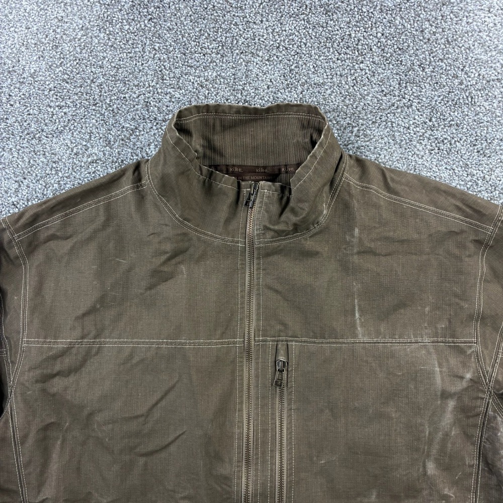 Kuhl Burr Jacket Mens 2XL Olive Green Canvas Quilted Vintage Patina 1053 - Picture 2 of 8